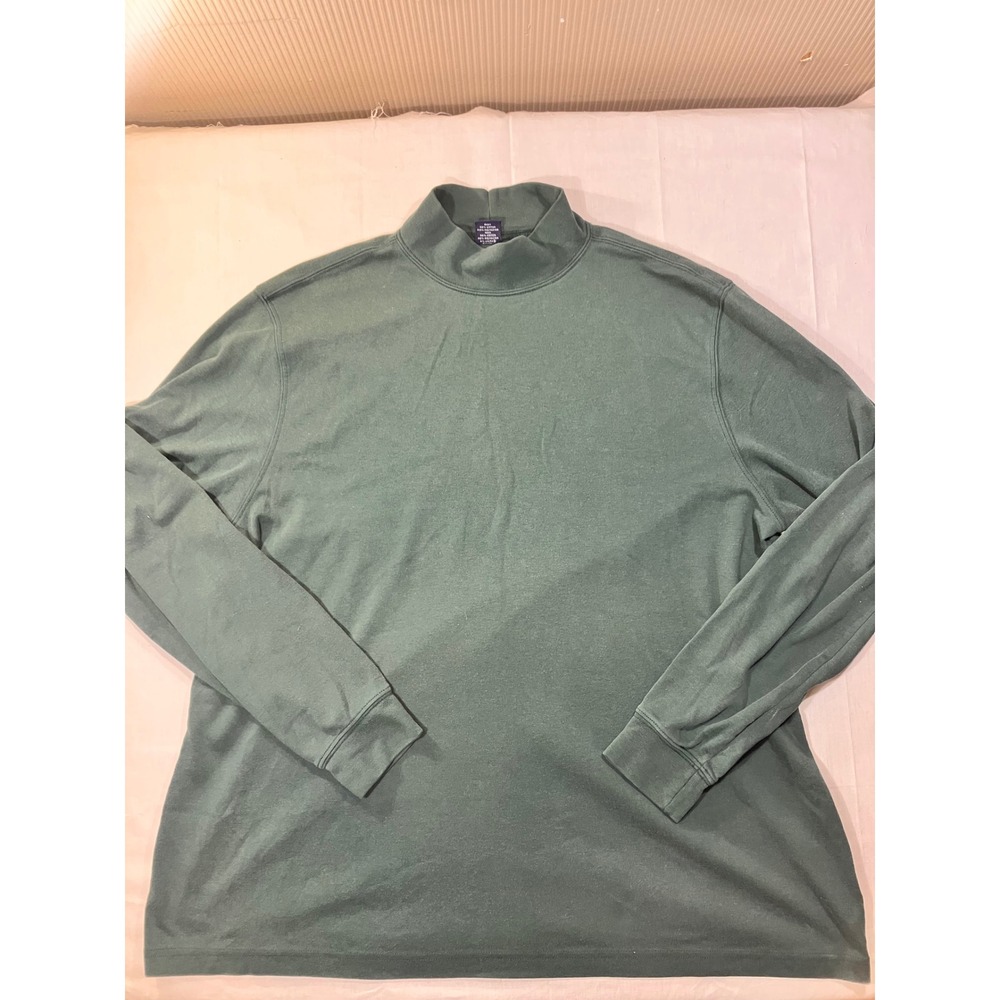 Lands End Mock Neck Long Sleeve Shirt‎ Green XL T Women Made In El Salvador